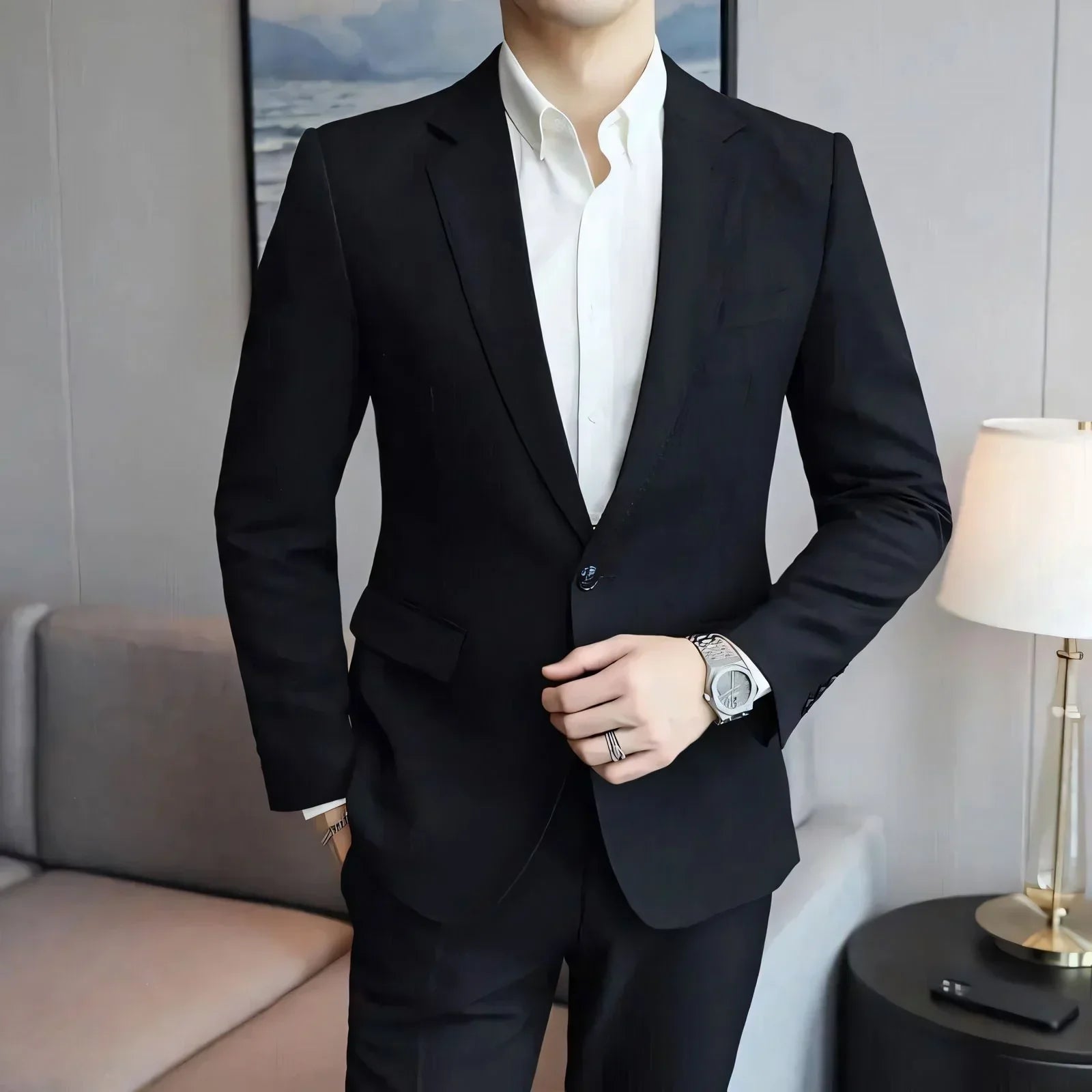 Men's Slim Fit Blazer Vergast with Notch Lapel | Relvorn