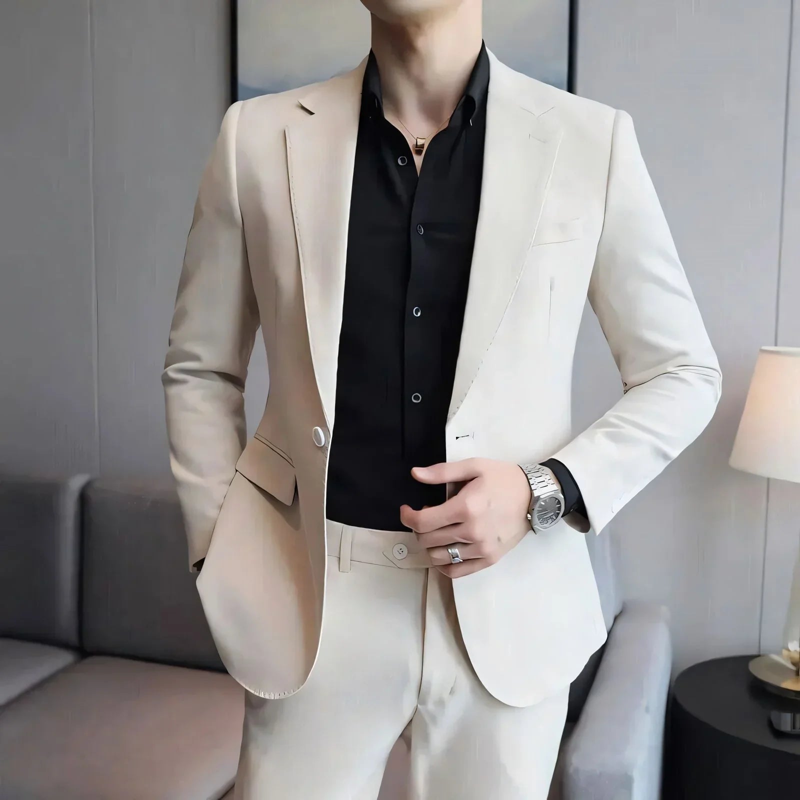 Men's Slim Fit Blazer Vergast with Notch Lapel | Relvorn