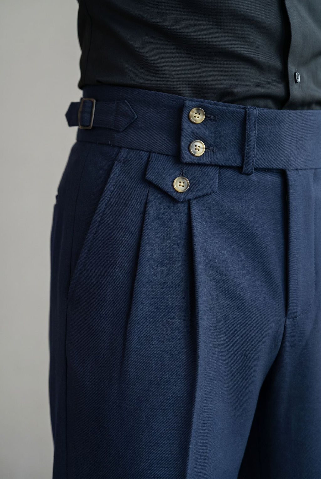Men's Polyviscose Satin-finish Blue Navy Tailored Trousers | Relvorn