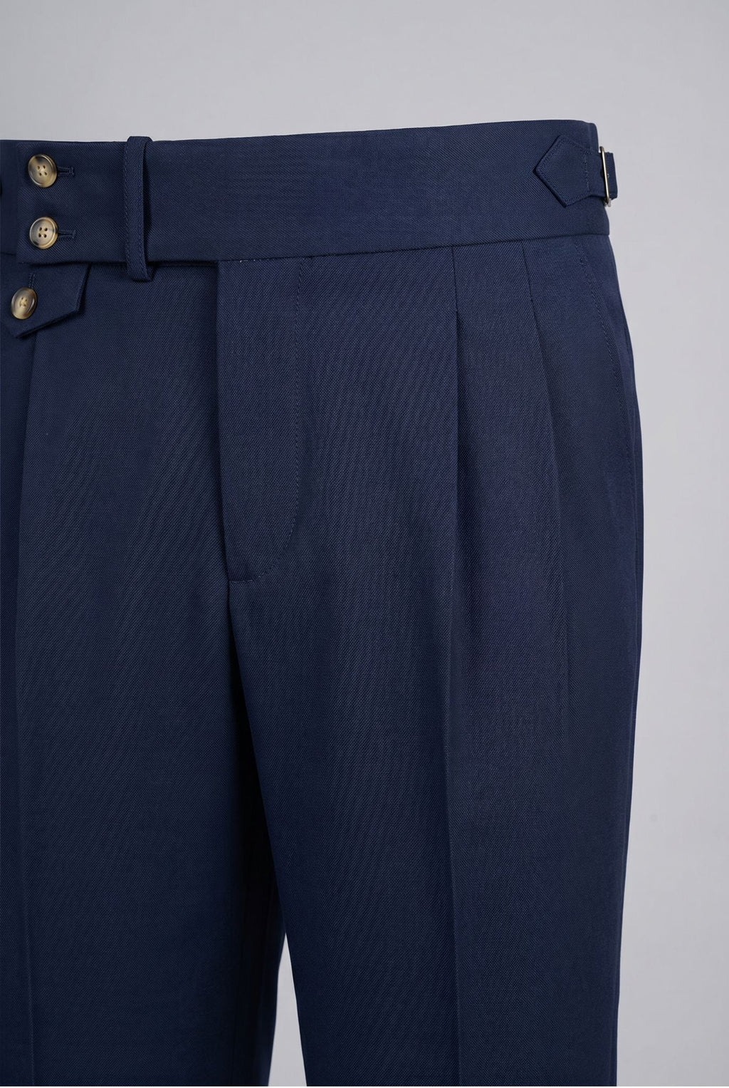 Men's Polyviscose Satin-finish Blue Navy Tailored Trousers | Relvorn