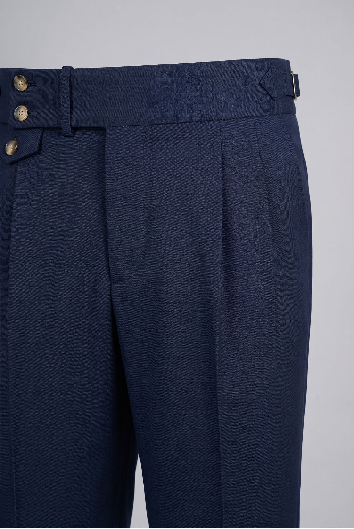 Men's Polyviscose Satin-finish Blue Navy Tailored Trousers | Relvorn