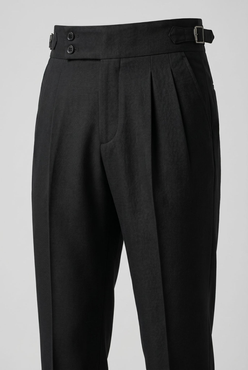 Men's Polyviscose Satin-finish Black Tailored Trousers | Relvorn