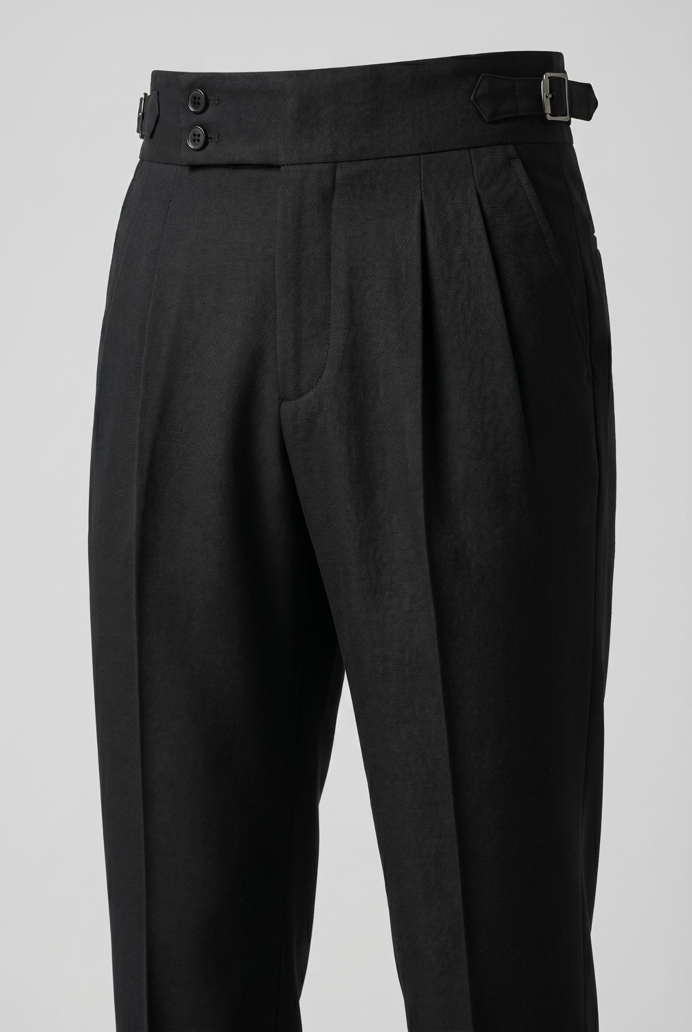 Men's Polyviscose Satin-finish Black Tailored Trousers | Relvorn