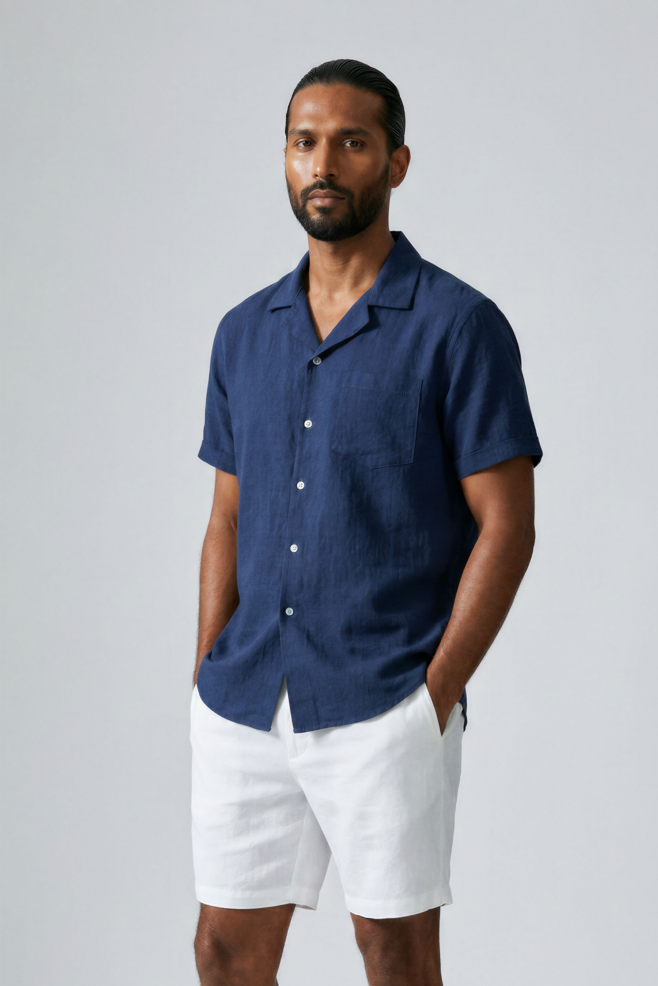 Men's Resort Collar Linen Shirt | Relvorn