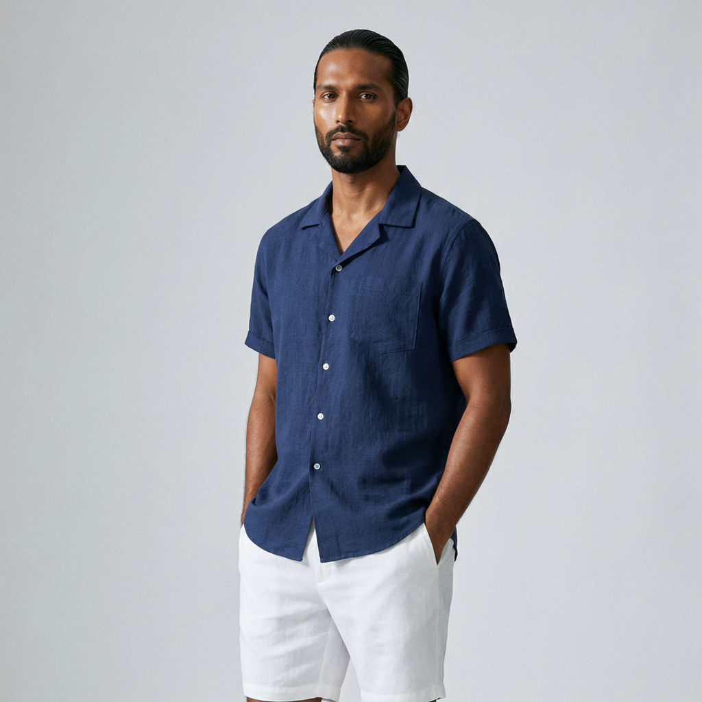 Men's Resort Collar Linen Shirt | Relvorn