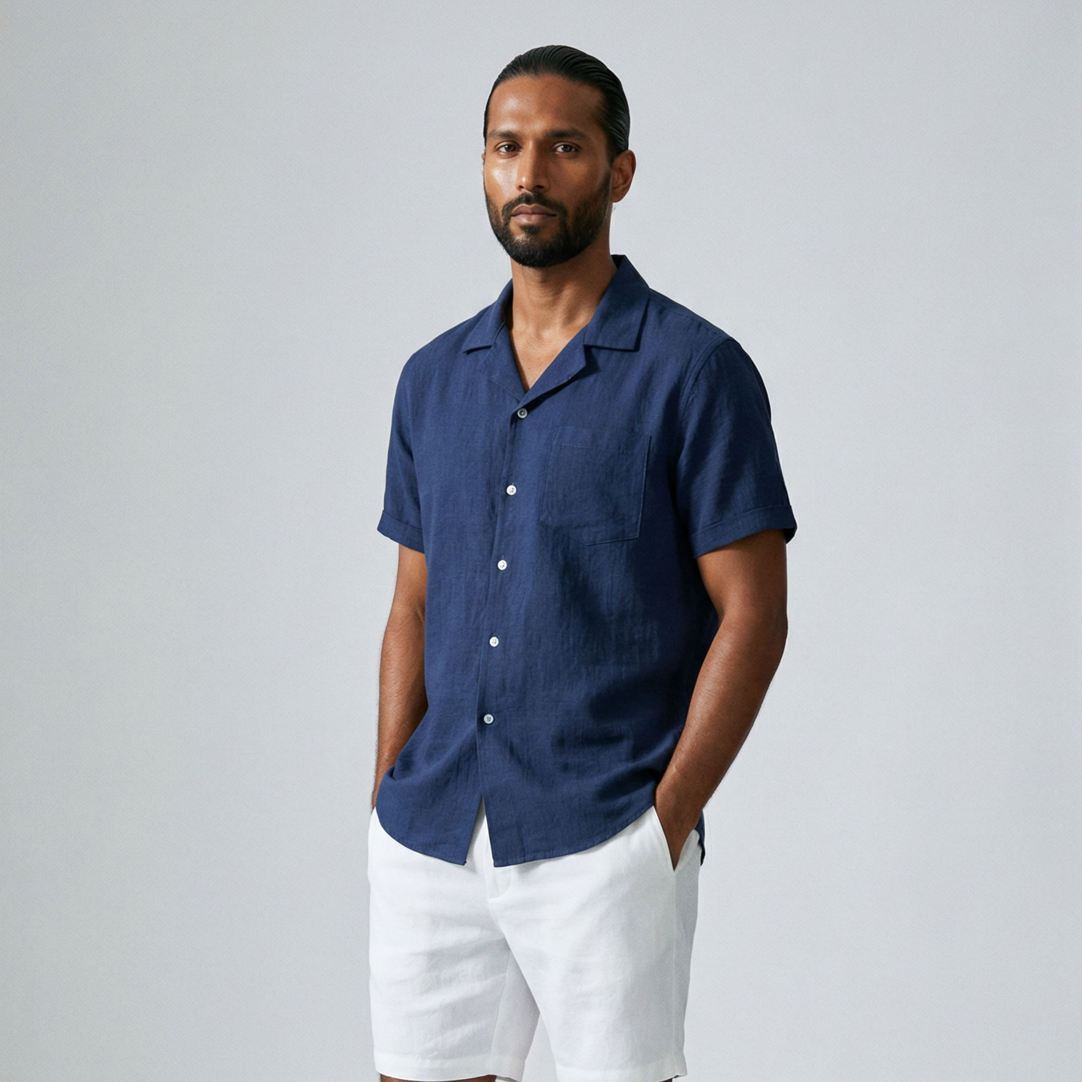 Men's Resort Collar Linen Shirt | Relvorn