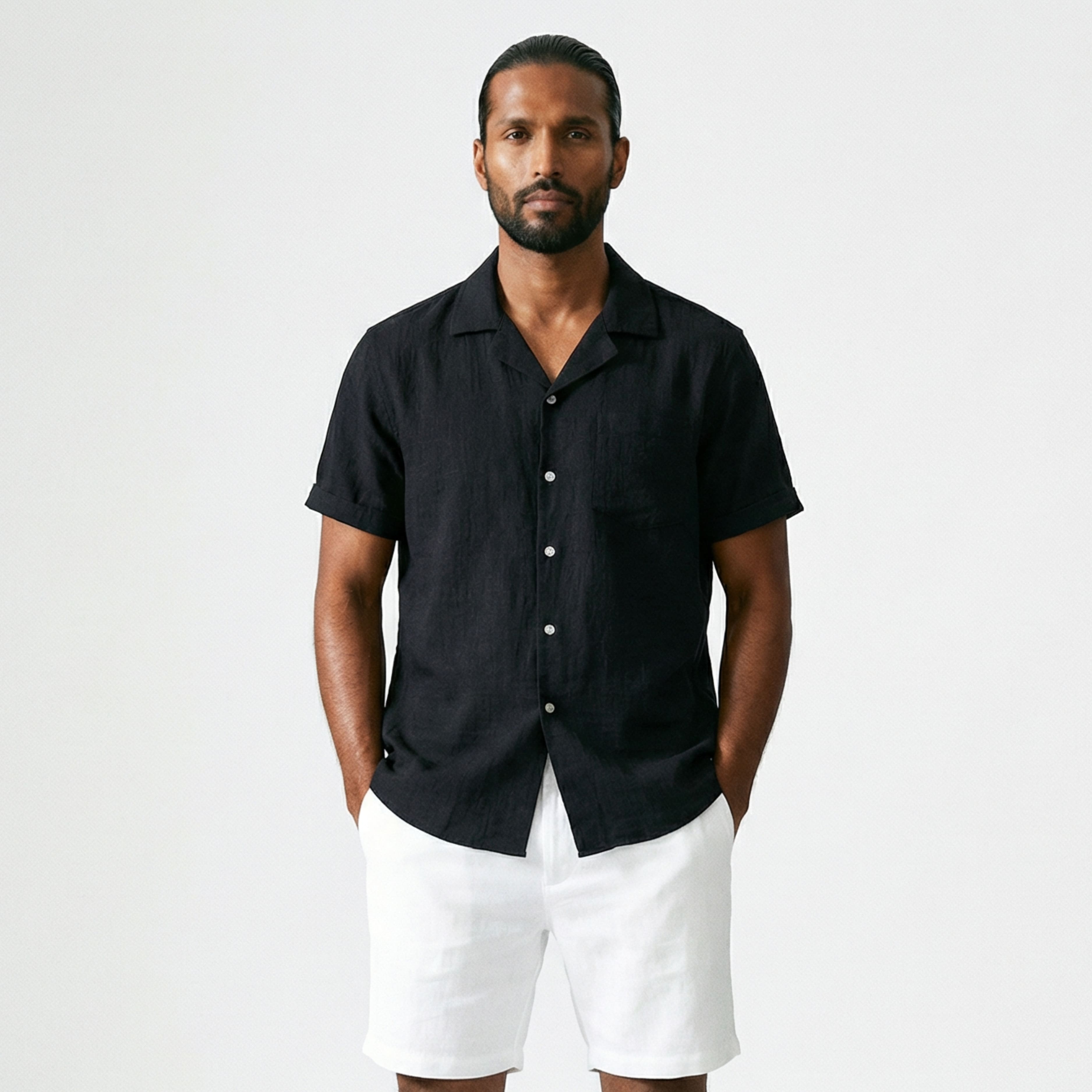 Men's Resort Collar Linen Shirt | Relvorn