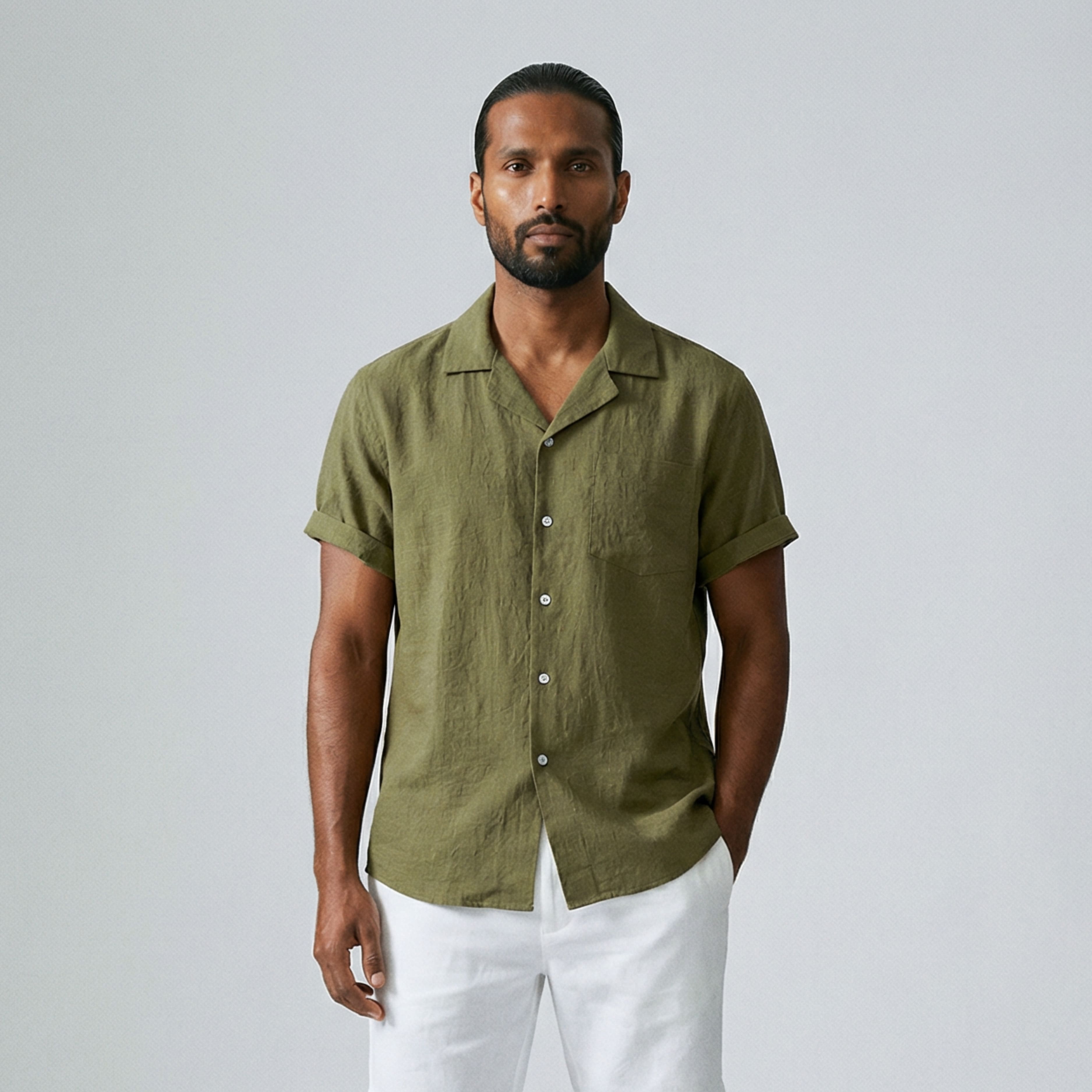 Men's Resort Collar Linen Shirt | Relvorn