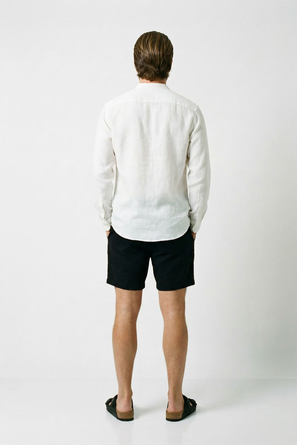 Men's Mandarin Collar Linen Shirt | Relvorn