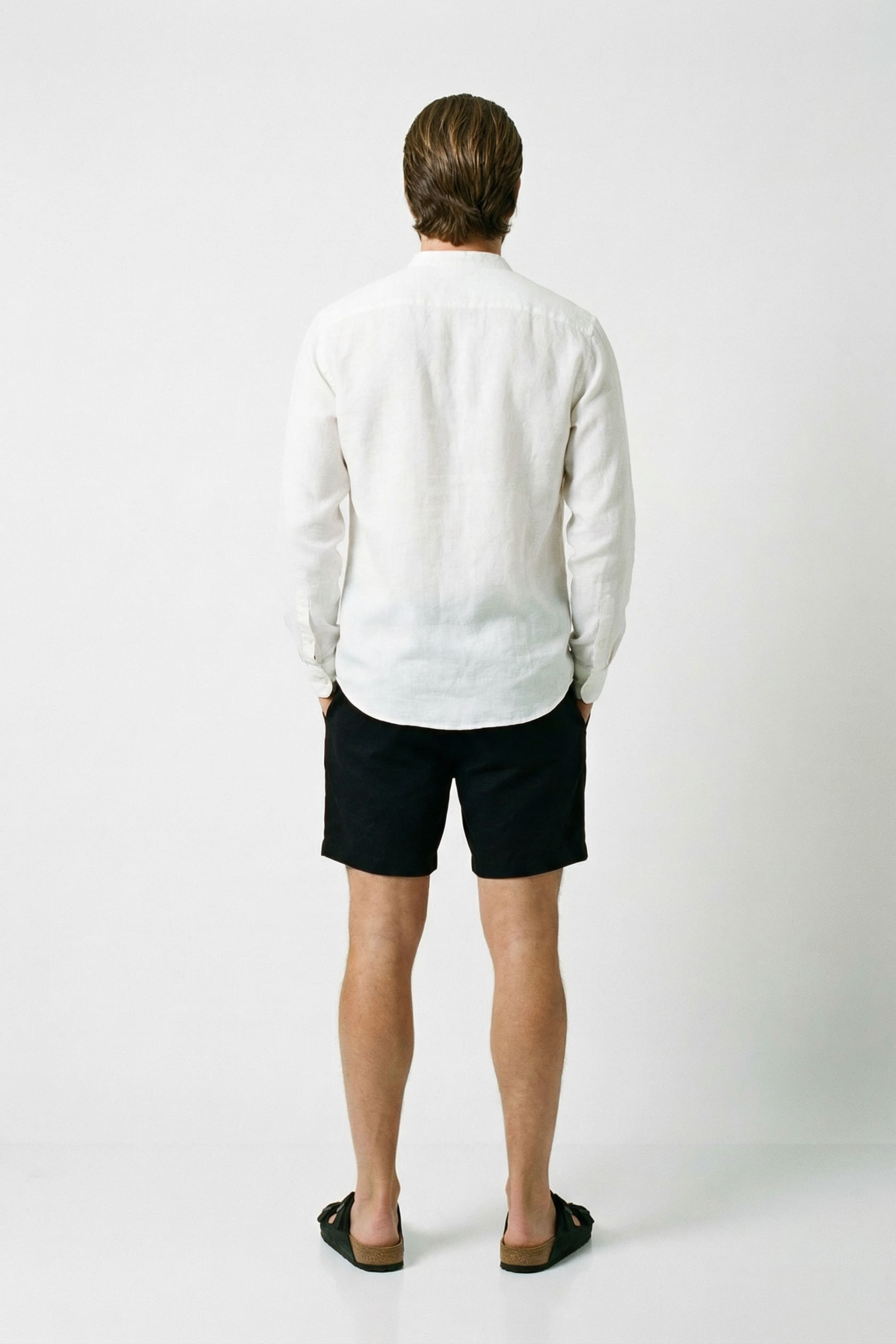 Men's Mandarin Collar Linen Shirt | Relvorn
