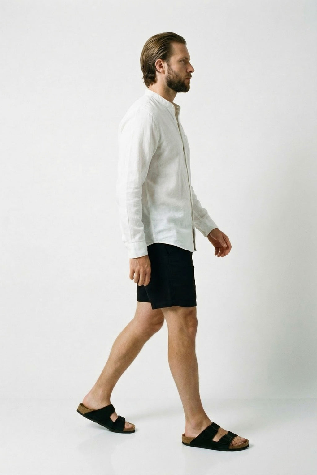 Men's Mandarin Collar Linen Shirt | Relvorn