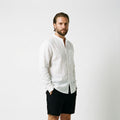 Men's Mandarin Collar Linen Shirt | Relvorn