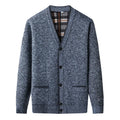 Men's Marl Wool Cardigan with Checked Lining | Relvorn