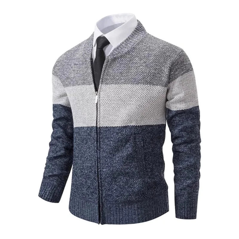 Men's Lightweight Knit Cardigan with Central Zip Logan Cardigan | Relvorn