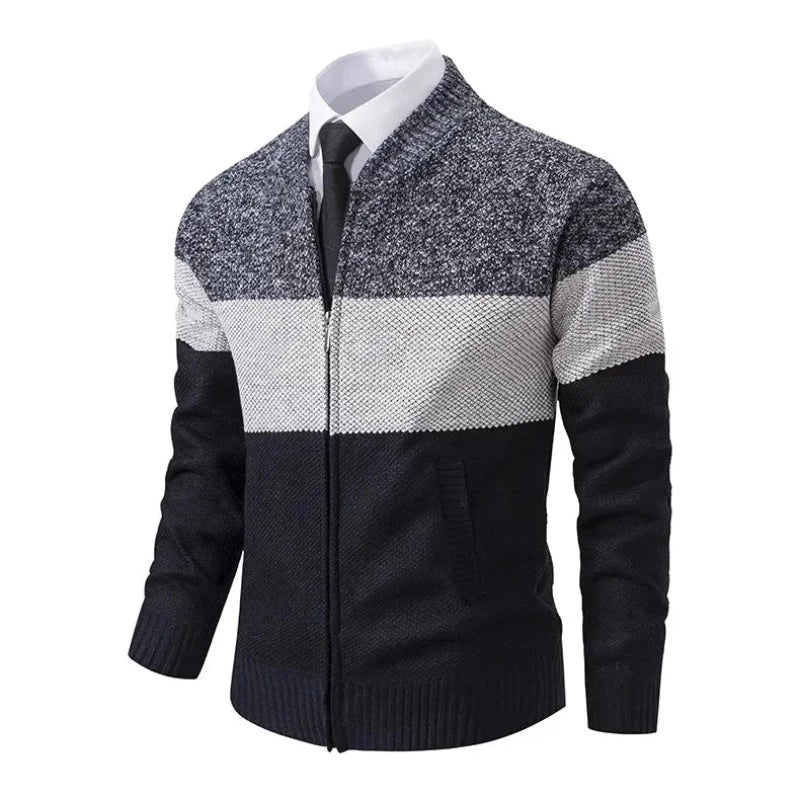 Men's Lightweight Knit Cardigan with Central Zip Logan Cardigan | Relvorn