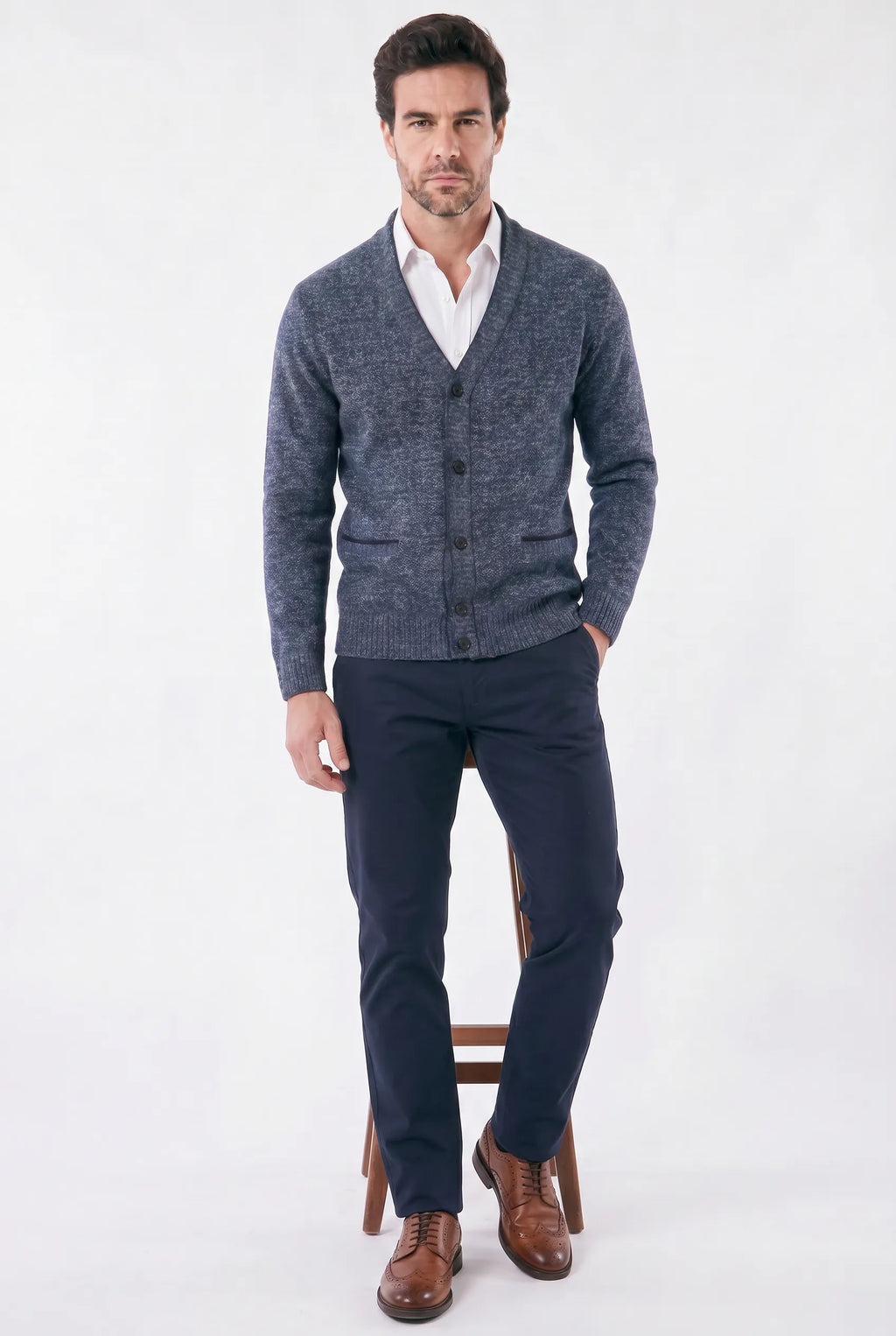 Men's Formal Slim Fit V-neck Cardigan | Relvorn