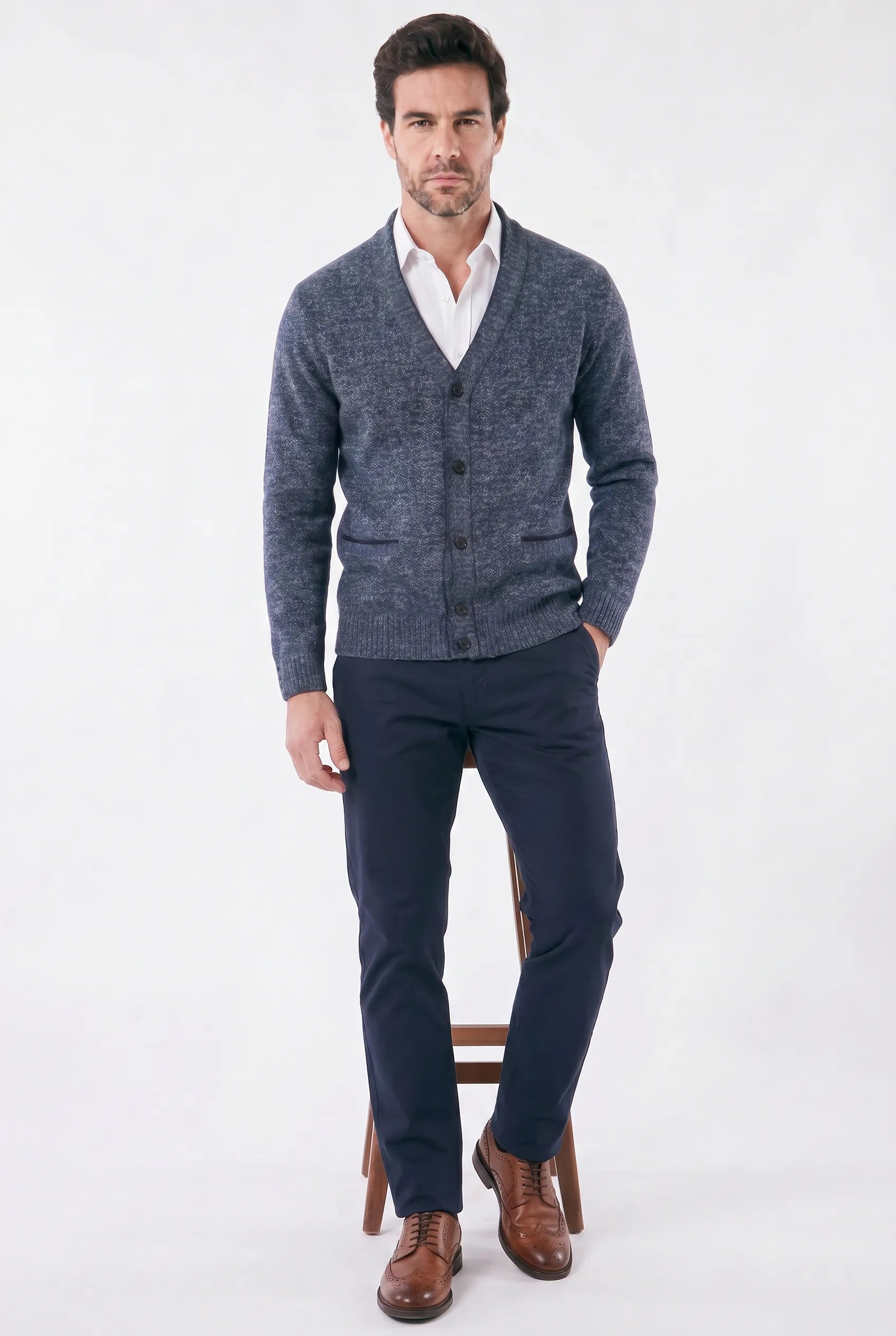 Men's Formal Slim Fit V-neck Cardigan | Relvorn