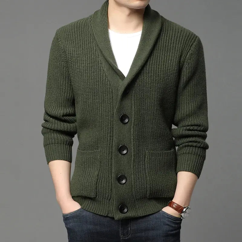 Men's Knit Ribbed with Shawl Collar Cardigan | Relvorn