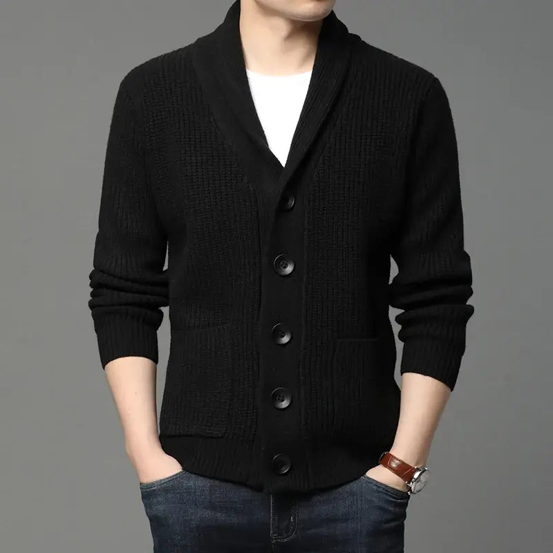 Men's Knit Ribbed with Shawl Collar Cardigan | Relvorn