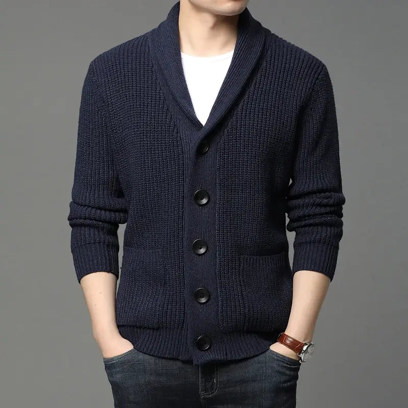 Men's Knit Ribbed with Shawl Collar Cardigan | Relvorn