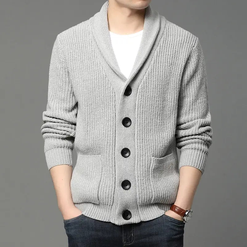 Gilet en tricot côtelé à col châle pour homme | Relvorn