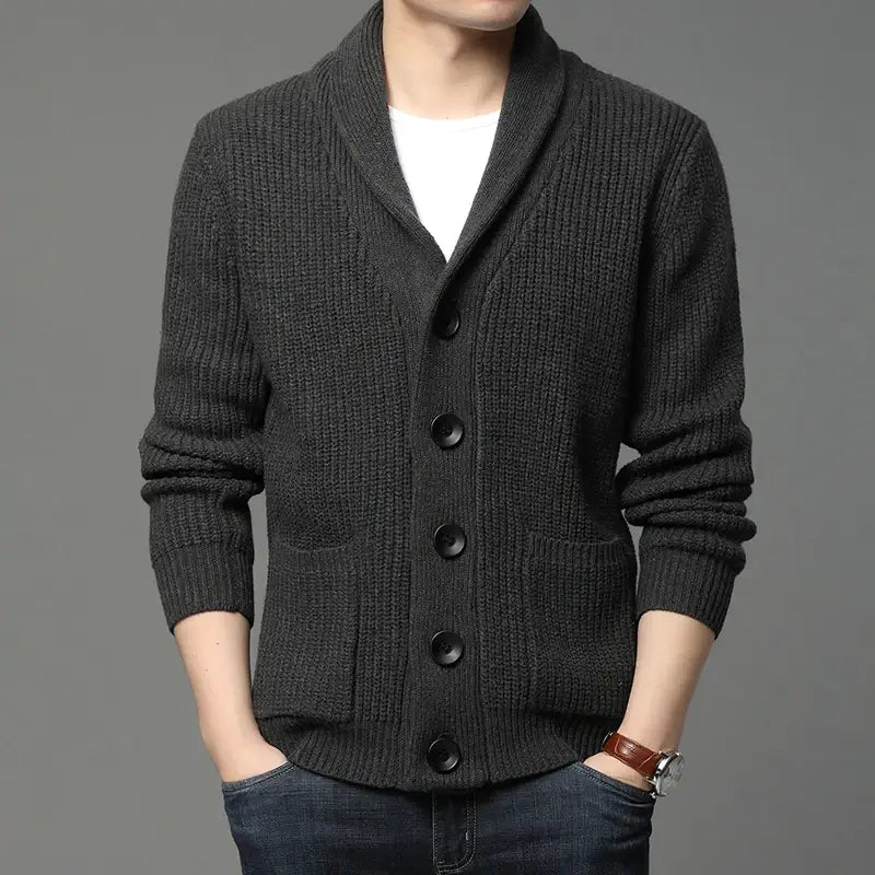 Men's Knit Ribbed with Shawl Collar Cardigan | Relvorn