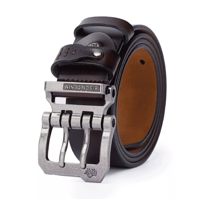 Men's Bison Denim Leather Belt | Relvorn