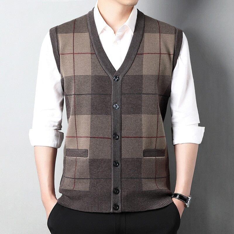 Men's V-neck with Embroidered Finish Austin Waistcoat | Relvorn