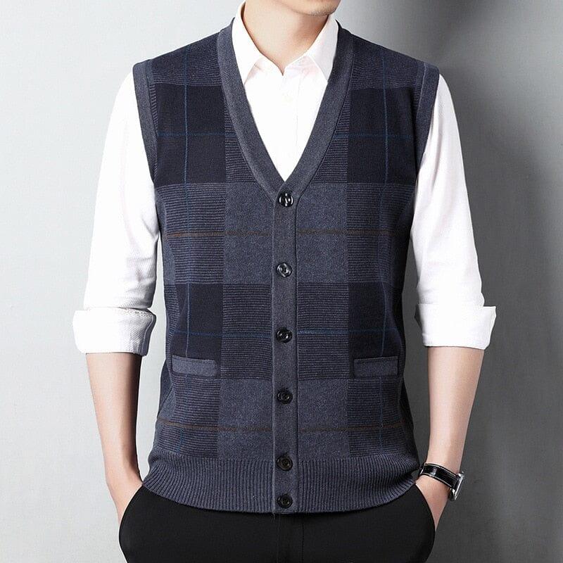 Men's V-neck with Embroidered Finish Austin Waistcoat | Relvorn