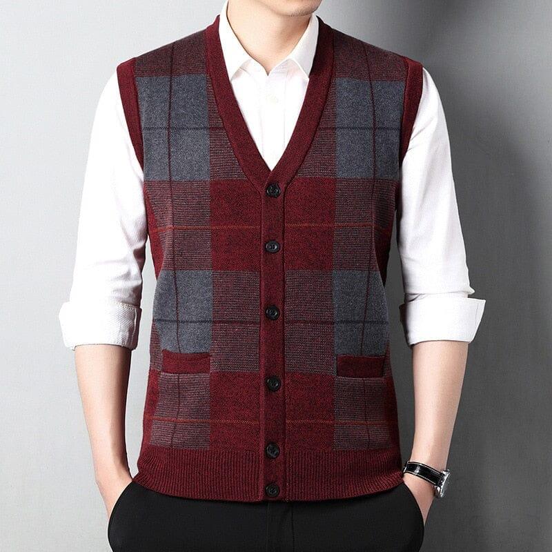 Men's V-neck with Embroidered Finish Austin Waistcoat | Relvorn