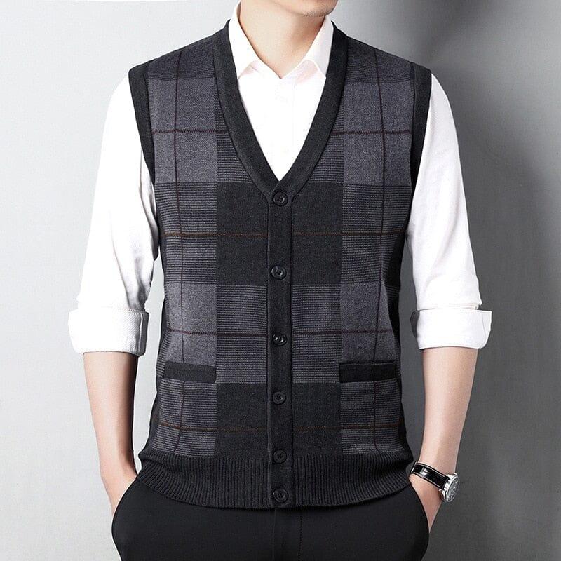 Men's V-neck with Embroidered Finish Austin Waistcoat | Relvorn