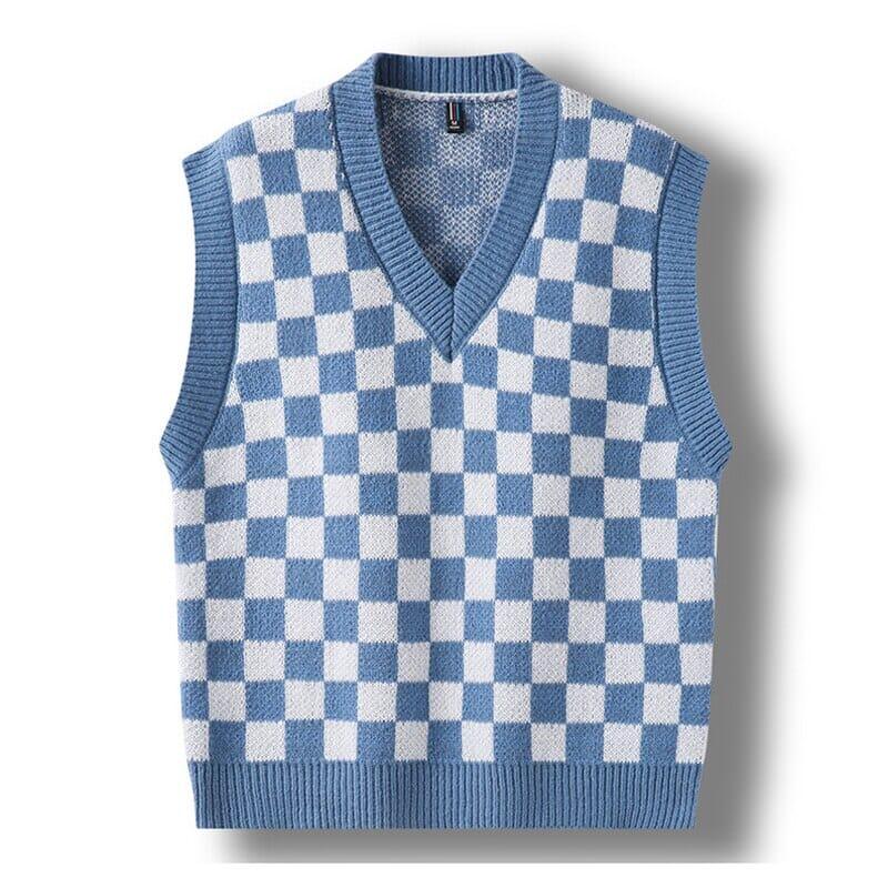 Men's Pattern Checked Embroidered Carlsen Waistcoat | Relvorn