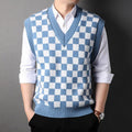 Men's Pattern Checked Embroidered Carlsen Waistcoat | Relvorn