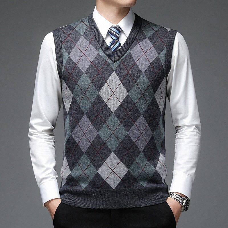 Men's Diamond Pattern Knitted Waistcoat | Relvorn