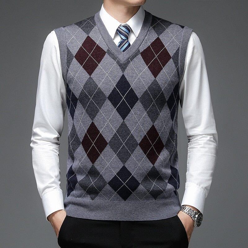 Men's Diamond Pattern Knitted Waistcoat | Relvorn