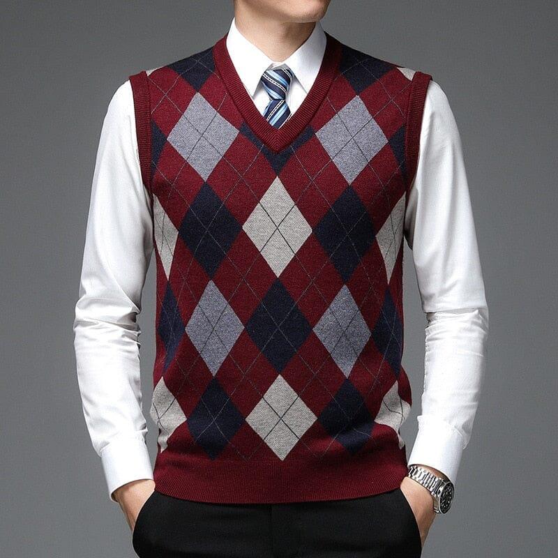Men's Diamond Pattern Knitted Waistcoat | Relvorn