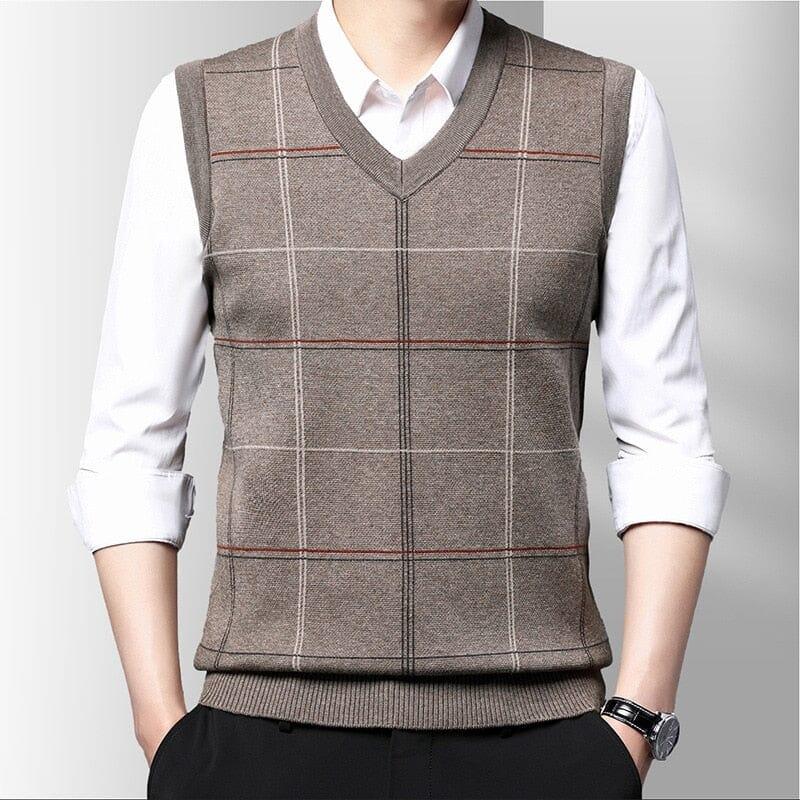 Men's Pattern Geometric Cassel Knitted Waistcoat | Relvorn