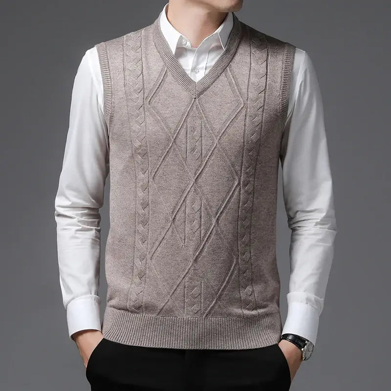 Men's V-neck and Embroidered Finish Waistcoat | Relvorn
