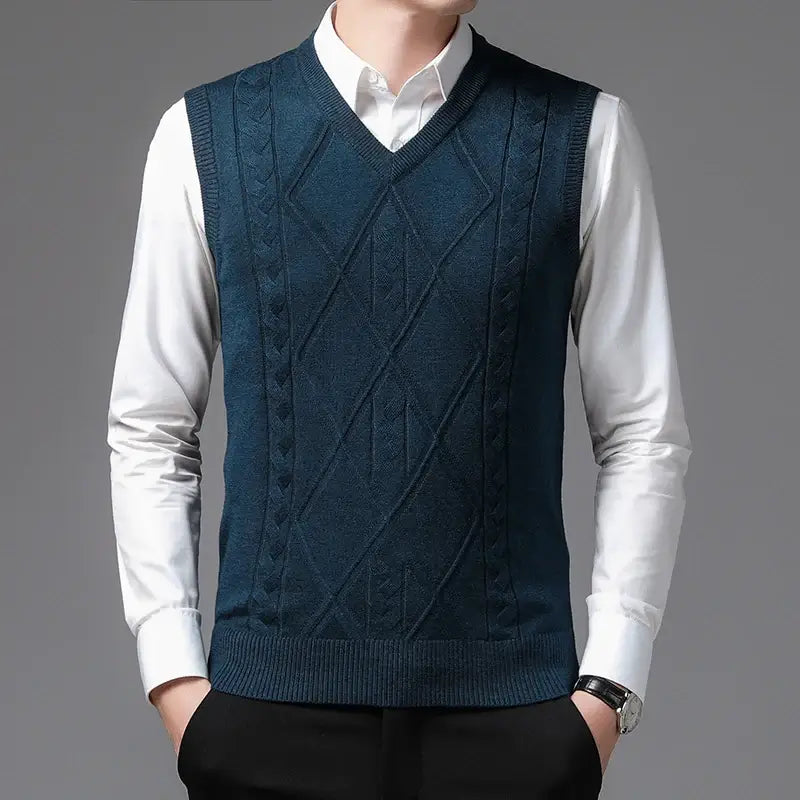 Men's V-neck and Embroidered Finish Waistcoat | Relvorn