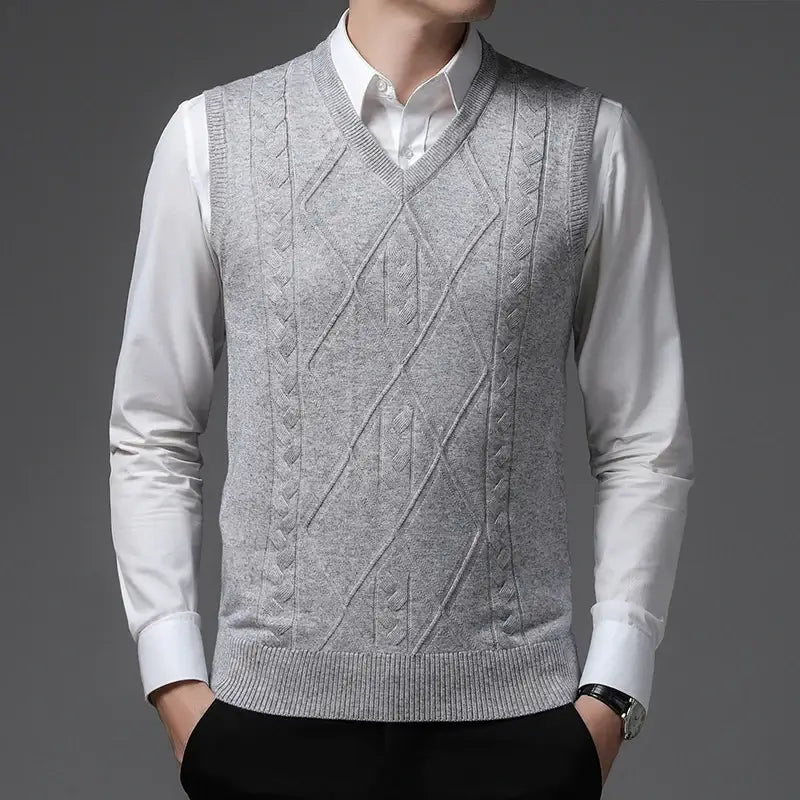 Men's V-neck and Embroidered Finish Waistcoat | Relvorn