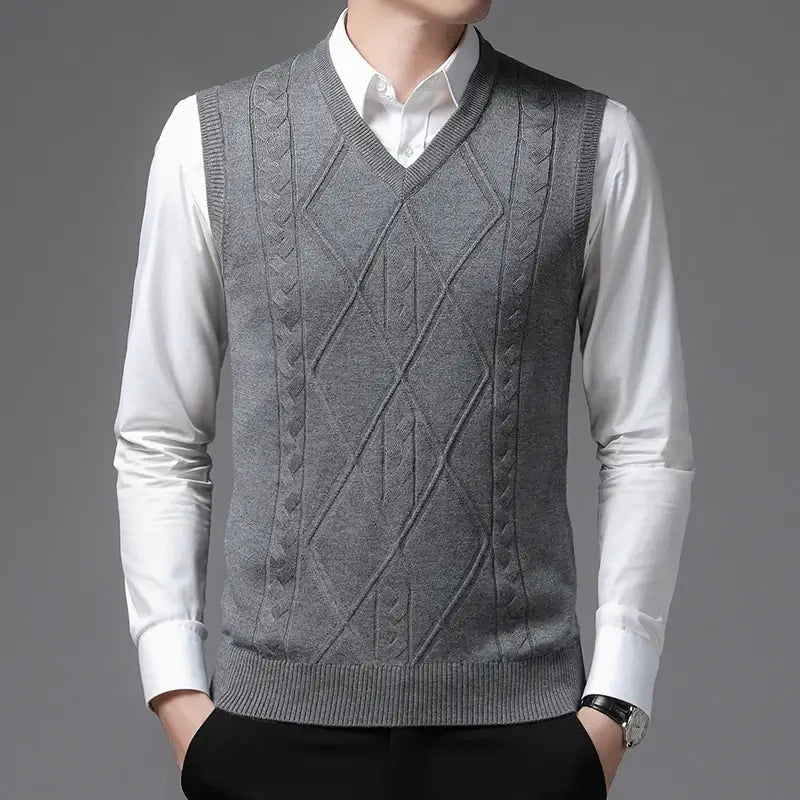 Men's V-neck and Embroidered Finish Waistcoat | Relvorn