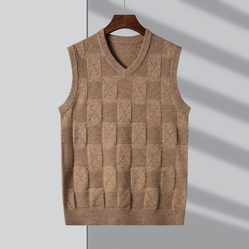 Men's Checked with Design Classic Knitted Waistcoat | Relvorn
