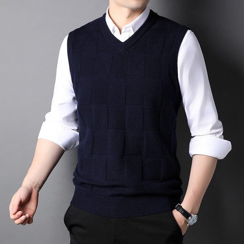 Men's Checked with Design Classic Knitted Waistcoat | Relvorn
