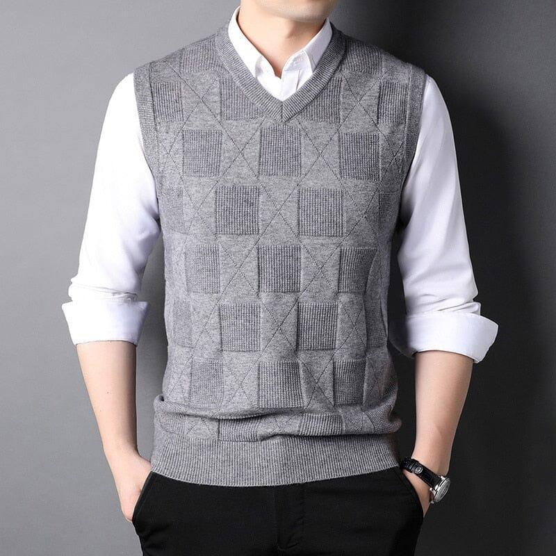 Men's Checked with Design Classic Knitted Waistcoat | Relvorn