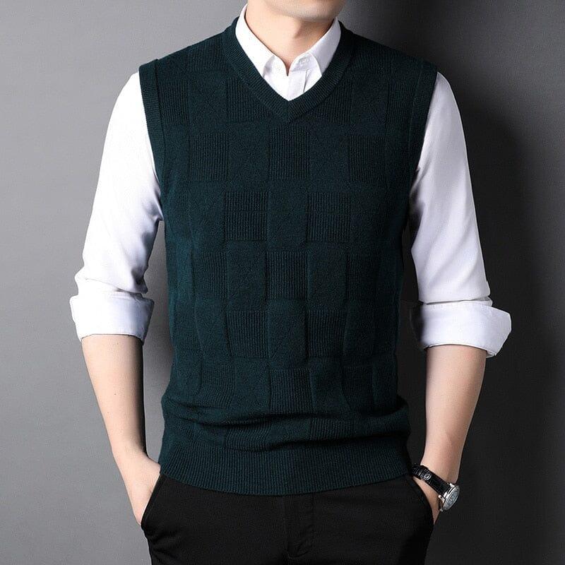 Men's Checked with Design Classic Knitted Waistcoat | Relvorn