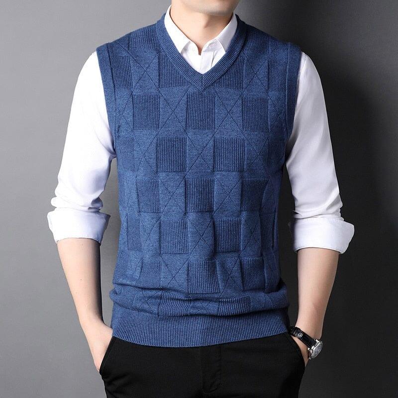Men's Checked with Design Classic Knitted Waistcoat | Relvorn