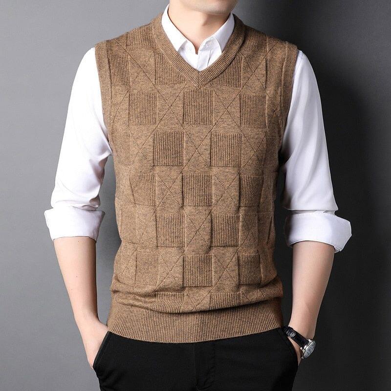 Men's Checked with Design Classic Knitted Waistcoat | Relvorn
