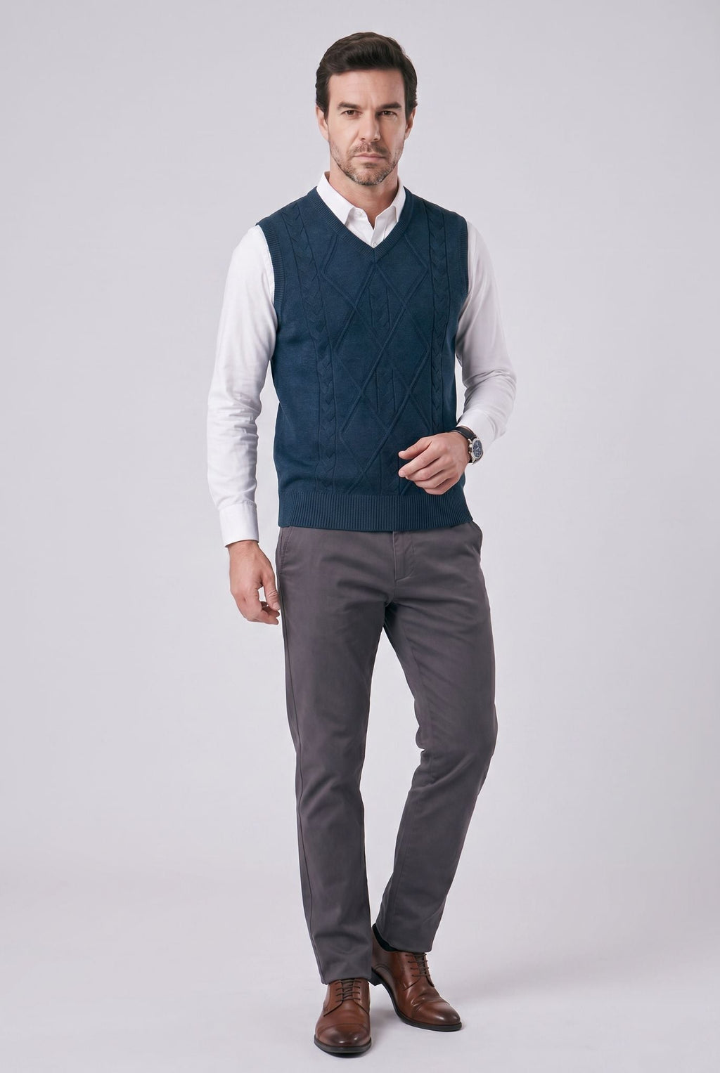 Men's V-neck and Embroidered Finish Waistcoat | Relvorn