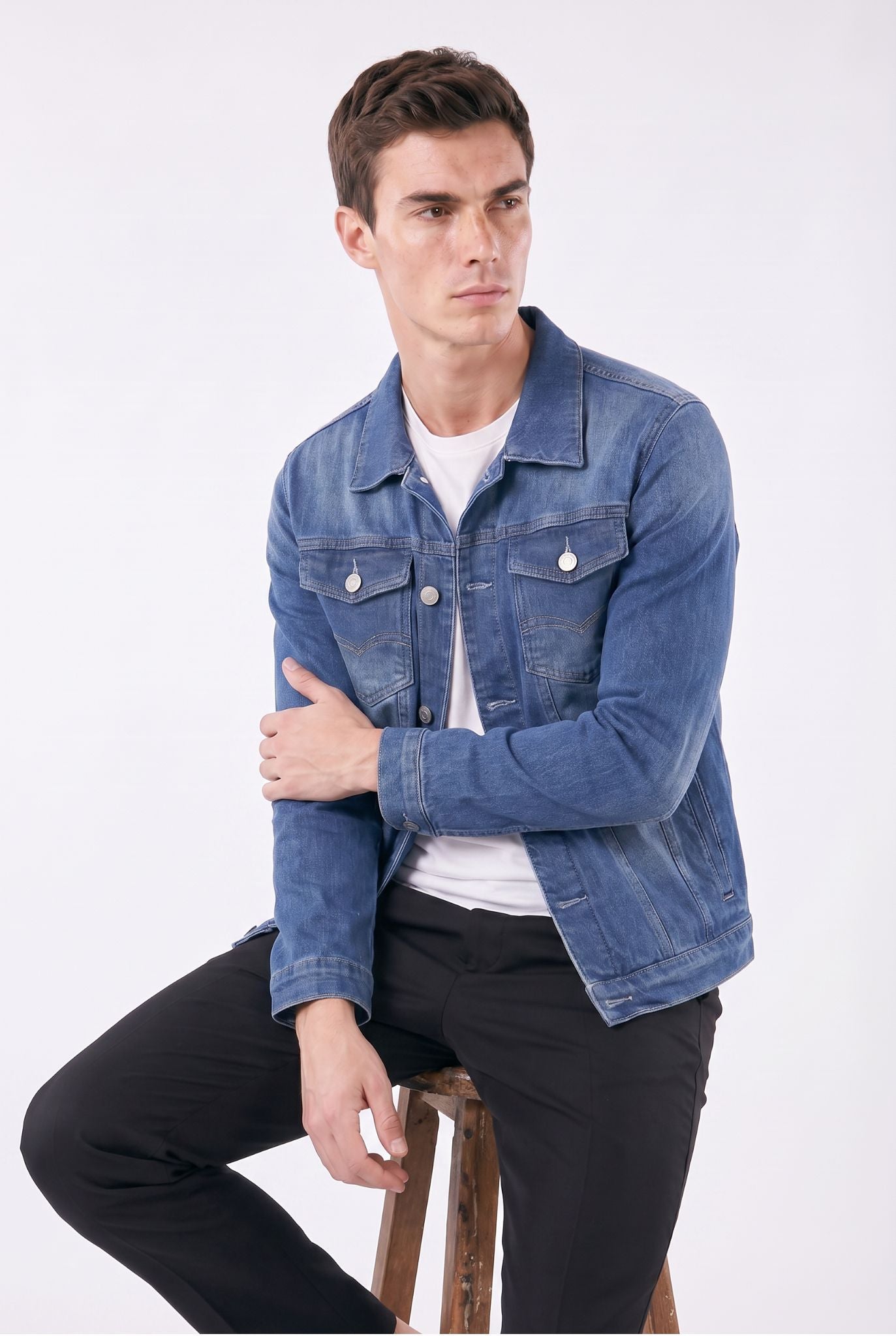 Men's Quilted Denim Trucker Jacket with Fleece Lining | Relvorn