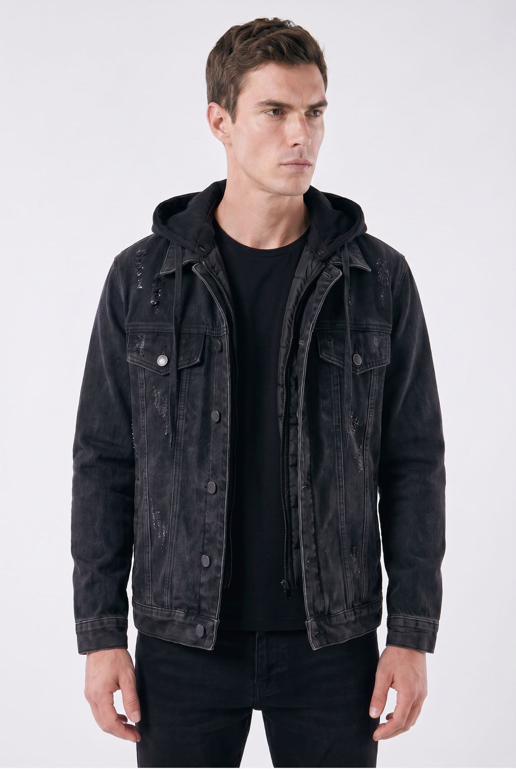 Men's Essentials Hooded Denim Trucker Jacket | Relvorn